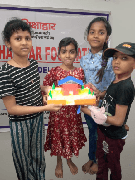 Students taking part in a Shikshadwar education programme activity