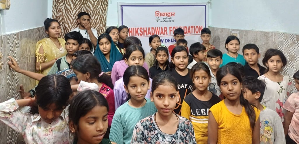 Students taking part in a Shikshadwar education programme activity