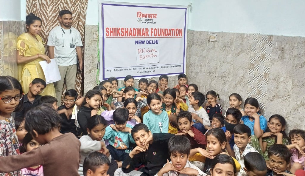 Students taking part in a Shikshadwar education programme activity