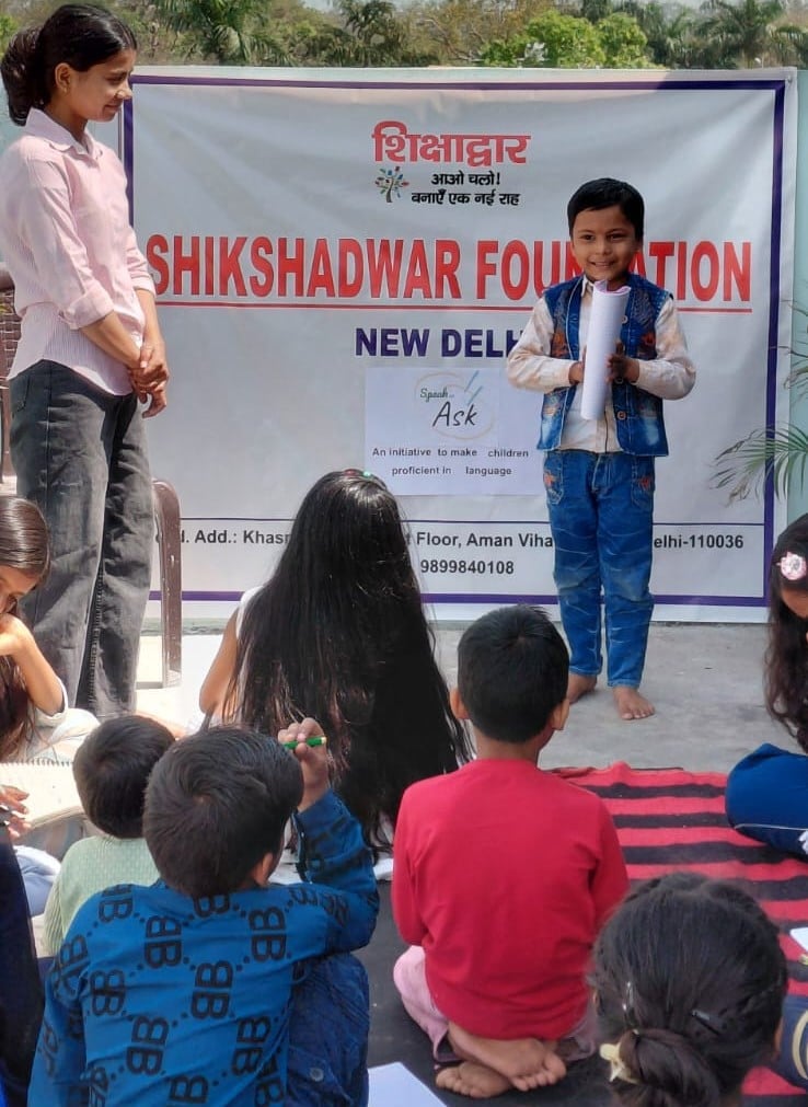 Students taking part in a Shikshadwar education programme activity