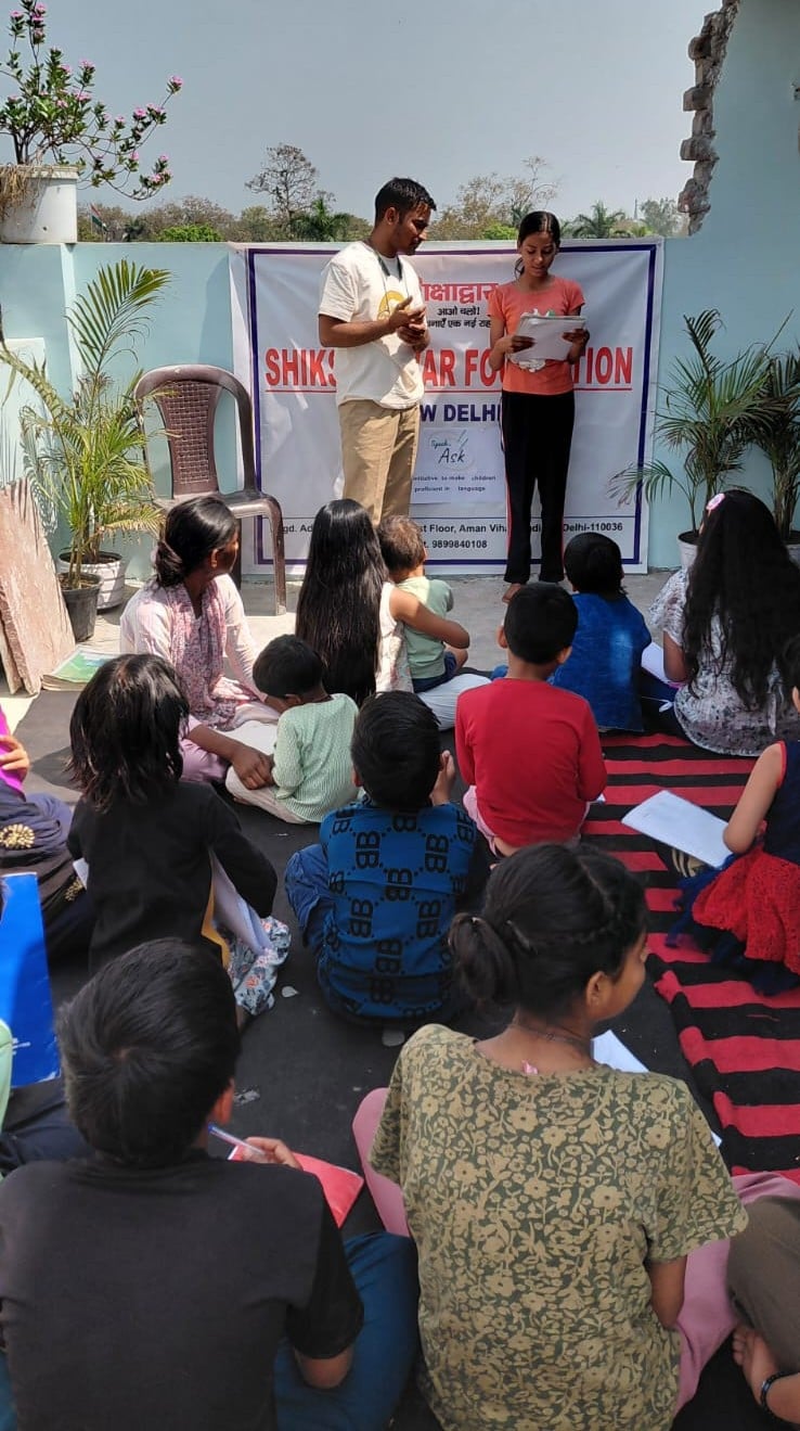 Students taking part in a Shikshadwar education programme activity