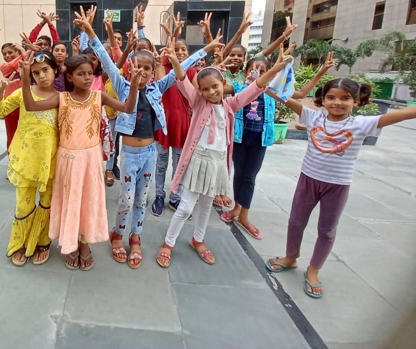 Students taking part in a Shikshadwar education programme activity