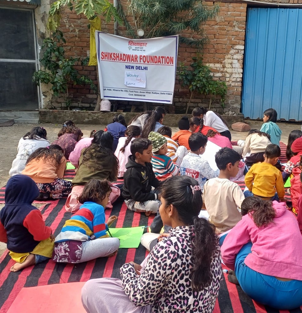 Students taking part in a Shikshadwar education programme activity